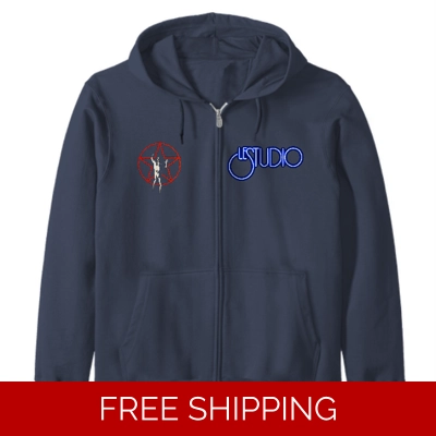 Le Studio White & Blue Logo Custom Zip Hoodie Unisex Classic Red Star Man